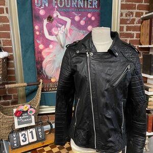 Laverapelle - Men's Faux Leather Jacket (Black, Double Pilot Jacket)